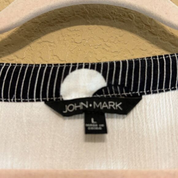 John Mark Embroidered Top Women Large Multicolor Geometric Snake Skin Print Art - Picture 6 of 7